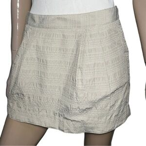 Thomas Sires Vintage 90’s Womens Size 6 Khaki Beige White Embroidered Mini Skirt